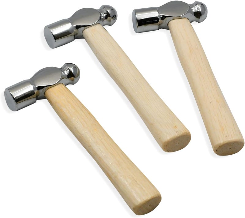 Zalaxt Mini Wooden Handle Round Head Hand Hammer,3 PCS Reinforced Ball Hammer,Mini Reinforced Ball Hammer,Round Head Wooden Handle,Escape Tool Hand Hammer for Prying Nails,Woodworking,Repairing - Image 1
